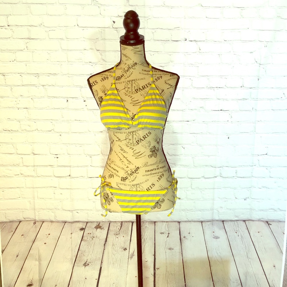 Yellow and silver string bikini